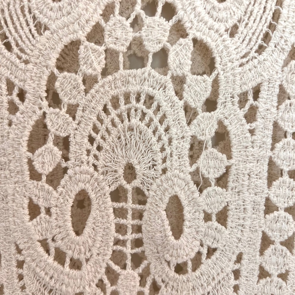 Adiva Cream Crochet Lace Short Sleeve Top Ivory Boho Festival Scalloped Hem Med - Picture 6 of 8